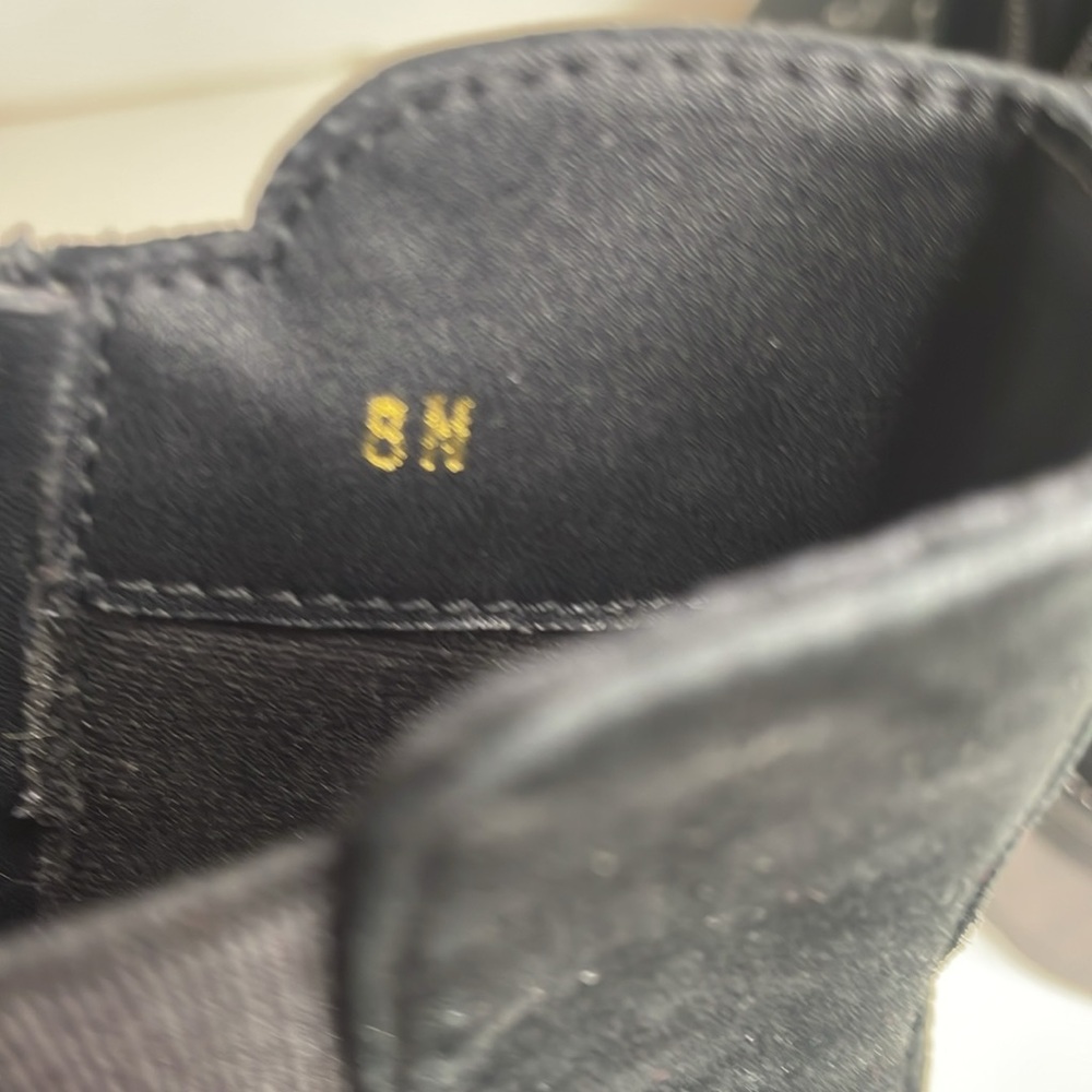 Vaneli M black suede leather kiltie ankle boot with silver toned studs, size 8N - Picture 7 of 11